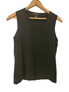 August Silk Black Sleeveless Knit Tank Top Silk Blend Sz L